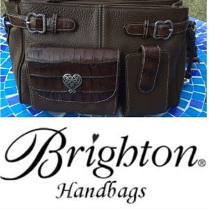 LIKE NEW Brighton Leather croc-embossed cross body
